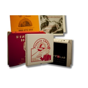 Caja para pizza de33x33 personalizada, fabricada con cartón blanco y micro ondulado