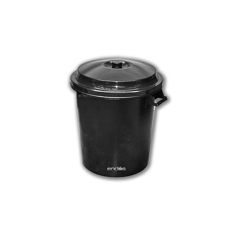 Cubo de basura negro de 50 litros con tapa