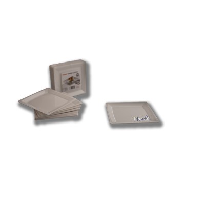 Platos desechables cuadrados de plástico de 17 cms color blanco. 24 ud - Modelo: PCB003