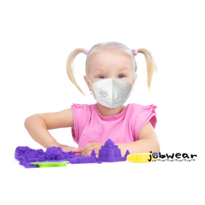 Mascarilla infantil FFP2 de color blanco de protección respiratoria sin válvula de 5 capas. 10ud