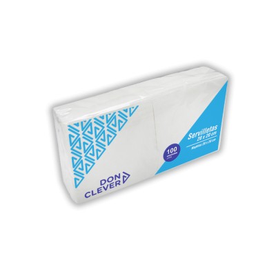 Servilleta blanca 20x20 de 2 capas, calidad tissue. Caja de 32 paquetes de 100 servilletas. Modelo: SER221
