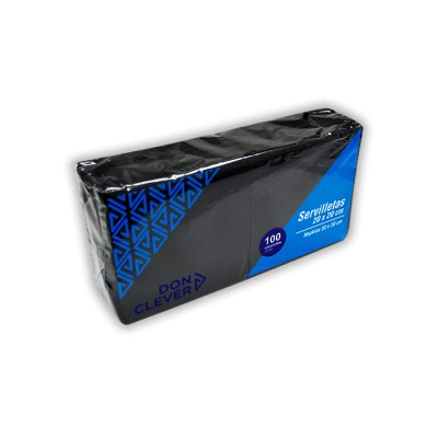 Servilleta de color negro 20x20 de 2 capas, en calidad tissue. 32 paquetes de 100 servilletas. Modelo: SER222