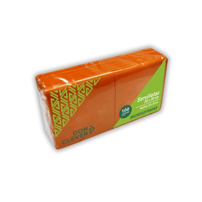 Servilleta de color naranja 20x20 de 2 capas, en calidad tissue microgofrada. Modelo: SER250
