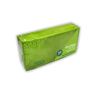 Servilleta de color verde pistacho 20x20 de 2 capas, en calidad tissue microgofrada