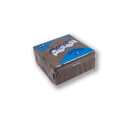 Servilleta para comedor de color marrón chocolate 40x40 de 2 capas en calidad tissue Punta-Punta