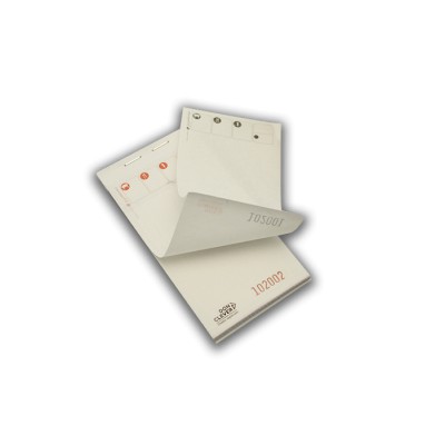 Talonario o bloc de comandas de 7.5 x 15 duplicado de 50 servicios con papel autocopiativo.