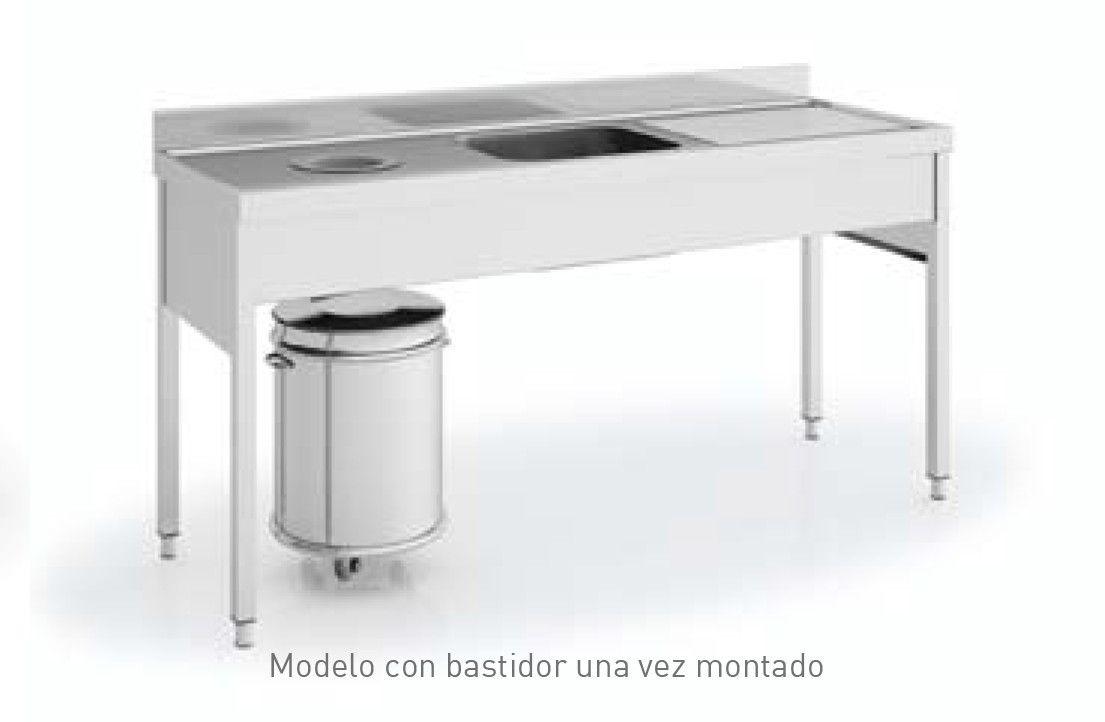 Fregadero con bastidor