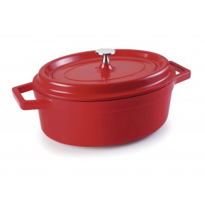 CACEROLA OVAL ROJA ALU.FUNDIDO 26x20 CMS