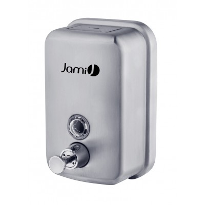Dosificador de jabón vertical marca jami. Dosificador de jabon. 0,5 lt. vertical. satinado.