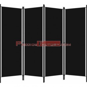 Biombo separador con 4 paneles negro. 200x180 cm. Plegable