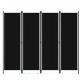 Biombo separador con 4 paneles negro. 200x180 cm. Plegable