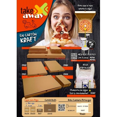 Mesita para caja de pizza fabricada en plástico con 3 patas. 1.000 UD. Modelo: MCP001