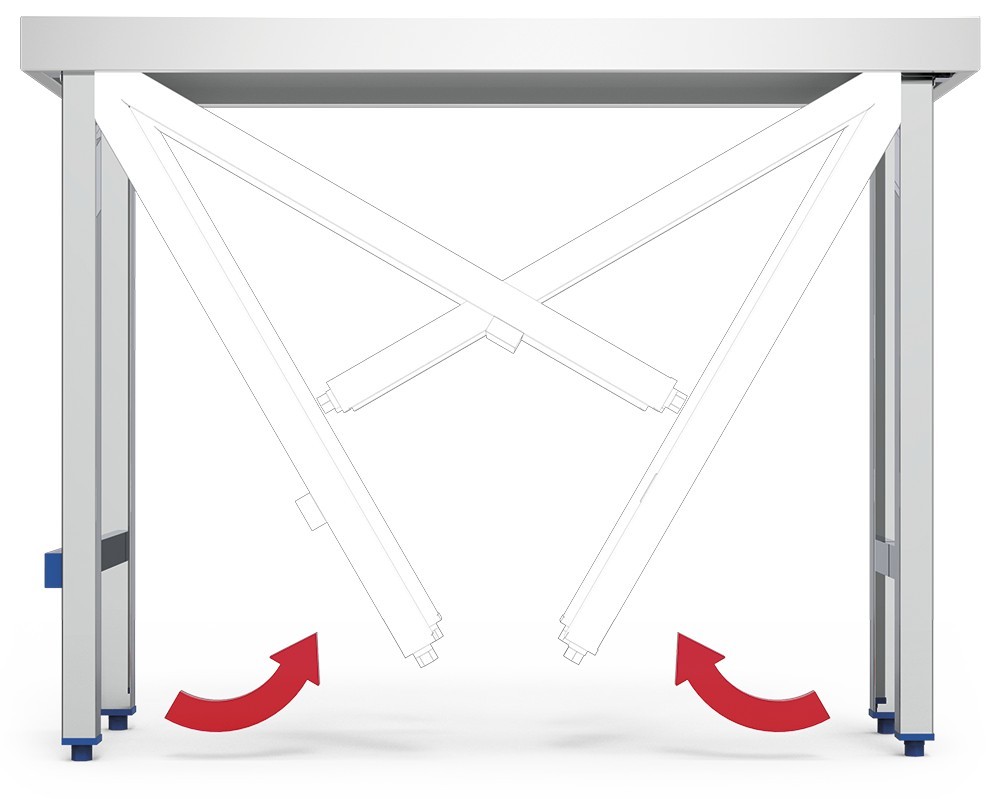 Mesa inoxidable plegable con entrepaño