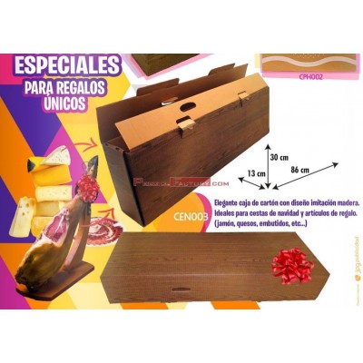 Caja de cartón con diseño imitación madera. 6 ud