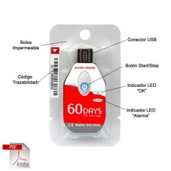 Registrador USB de Temperatura de único uso, 10 unidades, CHR-R02