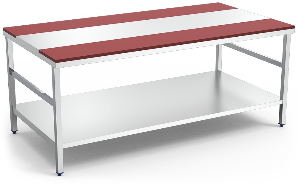 Mesa despiece fibra blanca o roja con entrepaño