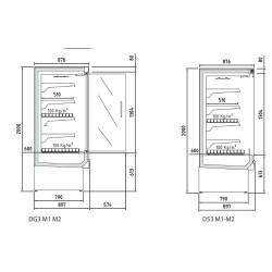 Mural refrigerado Docriluc CEDAR fondo 3 (897 mm). Abierto o cerrado