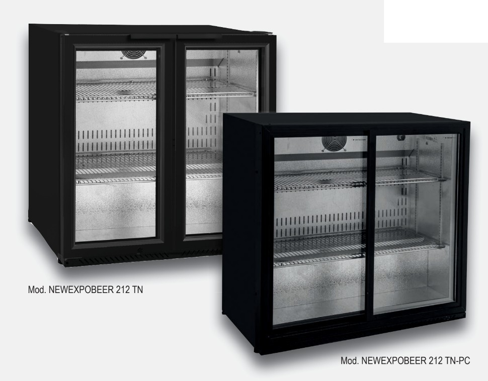 Expositor compacto con 2 puertas ABATIBLES o CORREDERAS (+0º / +10º)