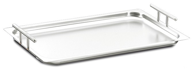 Bandeja inoxidable con asa 2/3 Dimensiones: 354x325x60 mm.