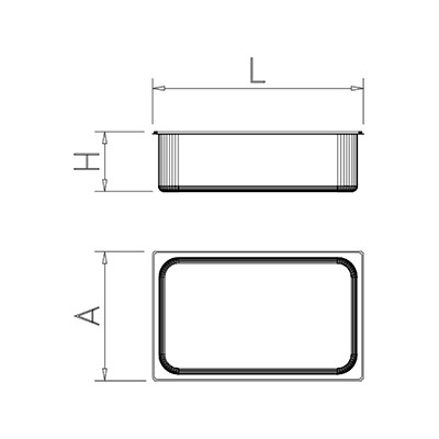 Cubeta Gastronorm alta temperatura lisa 1/2 - 100 Dimensiones 325x265x100 mm.