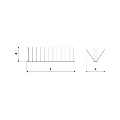 Pincho antipalomas en acero inoxidable 490x191x150 mm