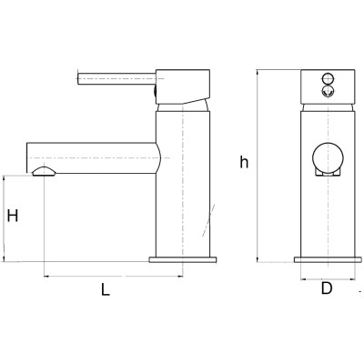 Grifo monomando para lavabo serie Ecológica Dimensiones: 114x71x158 mm.