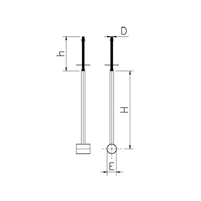 Tirante de techo para tubo con varilla 350x38 mm.