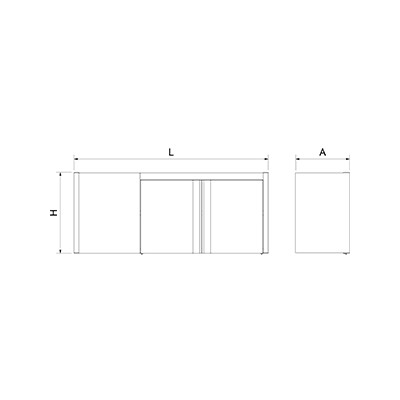 Armario inox de esquina izquierda con puertas abatibles 1575x340x660 mm