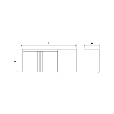Armario inox de esquina derecha con puertas abatibles 1575x340x660 mm