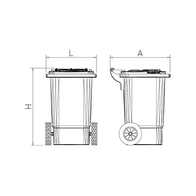 Contenedor de desperdicios con tapa y ruedas marrón 120 lts. 545x475x925 mm.