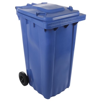 Contenedor de desperdicios con tapa y ruedas azul 240 lts.580x740x1070 mm.