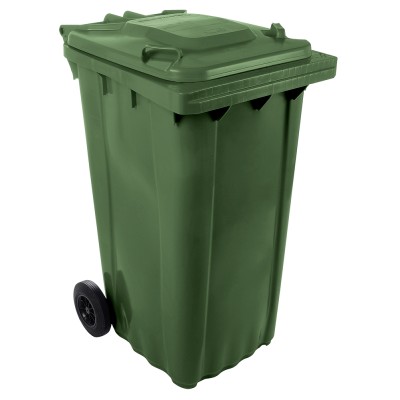 Contenedor de desperdicios con tapa y ruedas verde 240 lts. 580x740x1070 mm.
