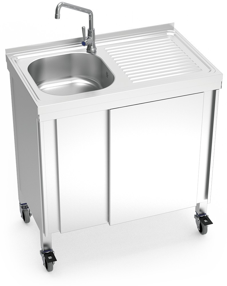 Fregadero portátil automático agua fría 800x500x865 mm seno izquierda