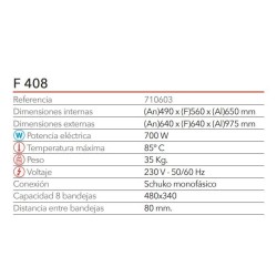 FERMENTADORA PARA HORNOS. 8 BANDEJAS