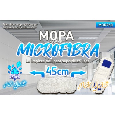 Modelo ZAFIRO recambio de mopa de microfibra Medida 45 cm.. Modelo: MOR960