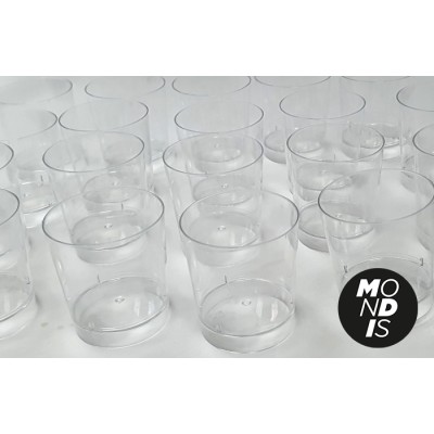 Vaso de tapón/chupito fabricado en PS reutilizable, transparente de 35 ml. 1.000 VASOS. Modelo: VTP025