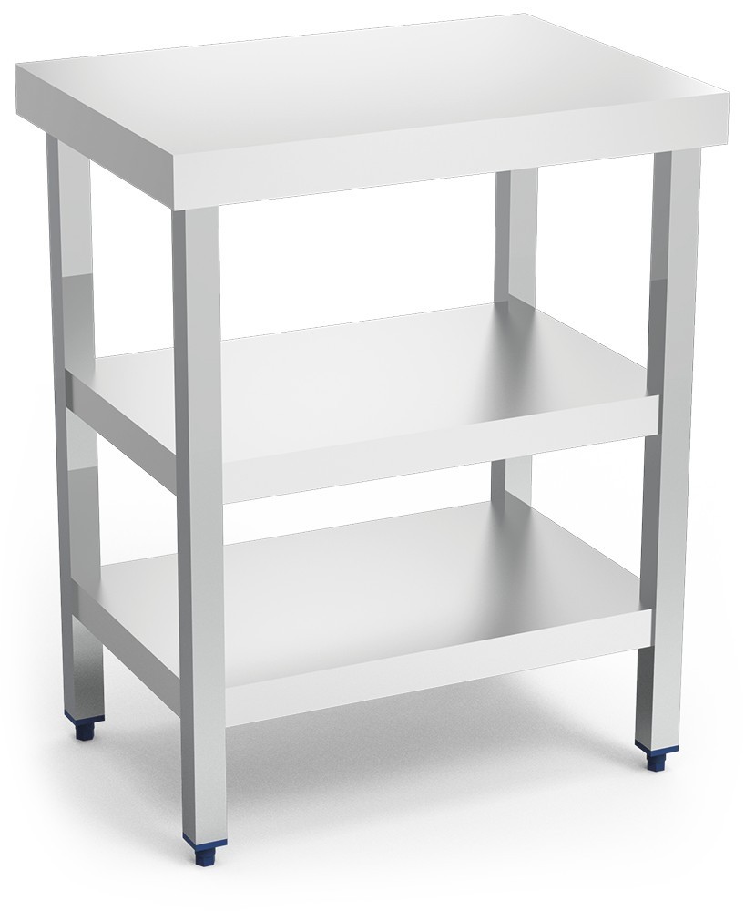 Mesa central con 2 entrepaños 705x505x855 mm.