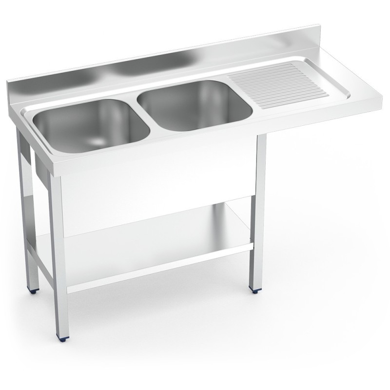 Fregadero para lavavasos 2 senos + escurridor