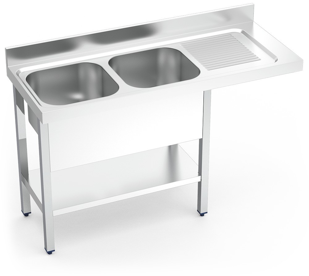 Fregadero para lavavasos 2 senos + escurridor