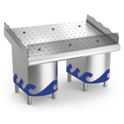 Mostrador pescadería con PIES. Acero inoxidable