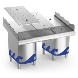 Mostrador pescadería con PIES. Acero inoxidable
