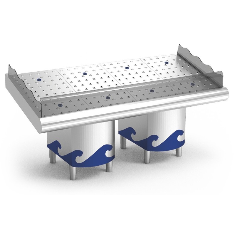Mostrador pescadería con PIES. Acero inoxidable