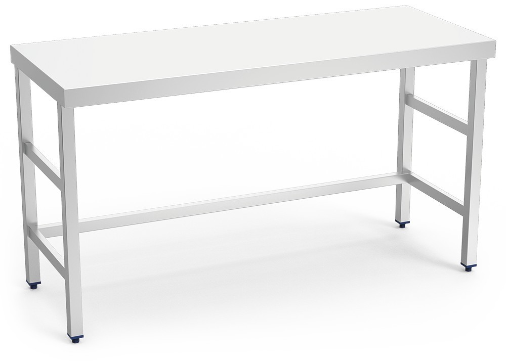 Mesa acero inoxidable central sin entrepaño. soldada