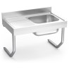 Fregadero inox colgante con palomillas, una cubeta y escurridor
