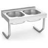 Fregadero inox colgante con palomillas y dos cubetas