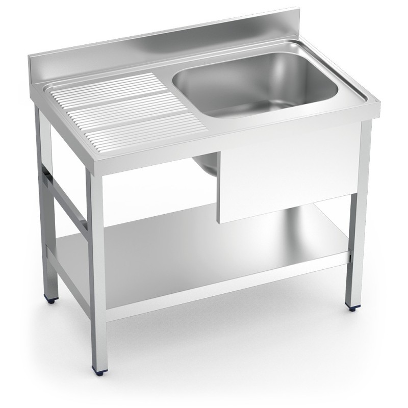 FREGADERO CON SOPORTE UNA CUBA Y ESCURRIDOR. Con entrepa&ntilde;o