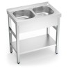 FREGADERO CON SOPORTE 2 senos y entrepaÃ±o