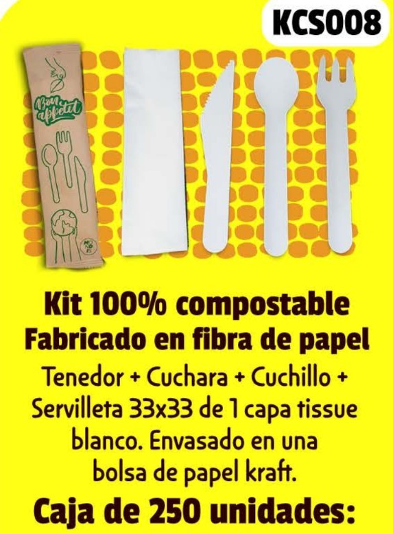 Pack de cubiertos. Caja de 250 unidades. Modelo: KCS008