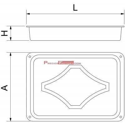 Bandeja rectangular en acero esmaltado 370x260x55 mm