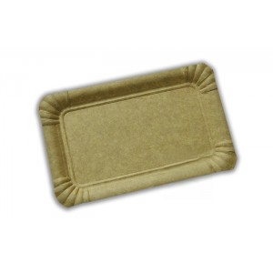 Bandeja cartón de 12x19 cm de color marrón kraft especial para blondas rectangulares. Modelo: BBK001